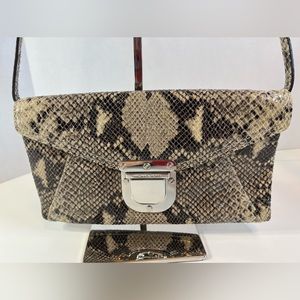 Michael Kors Snakeskin Print Crossbody/Clutch w/COA